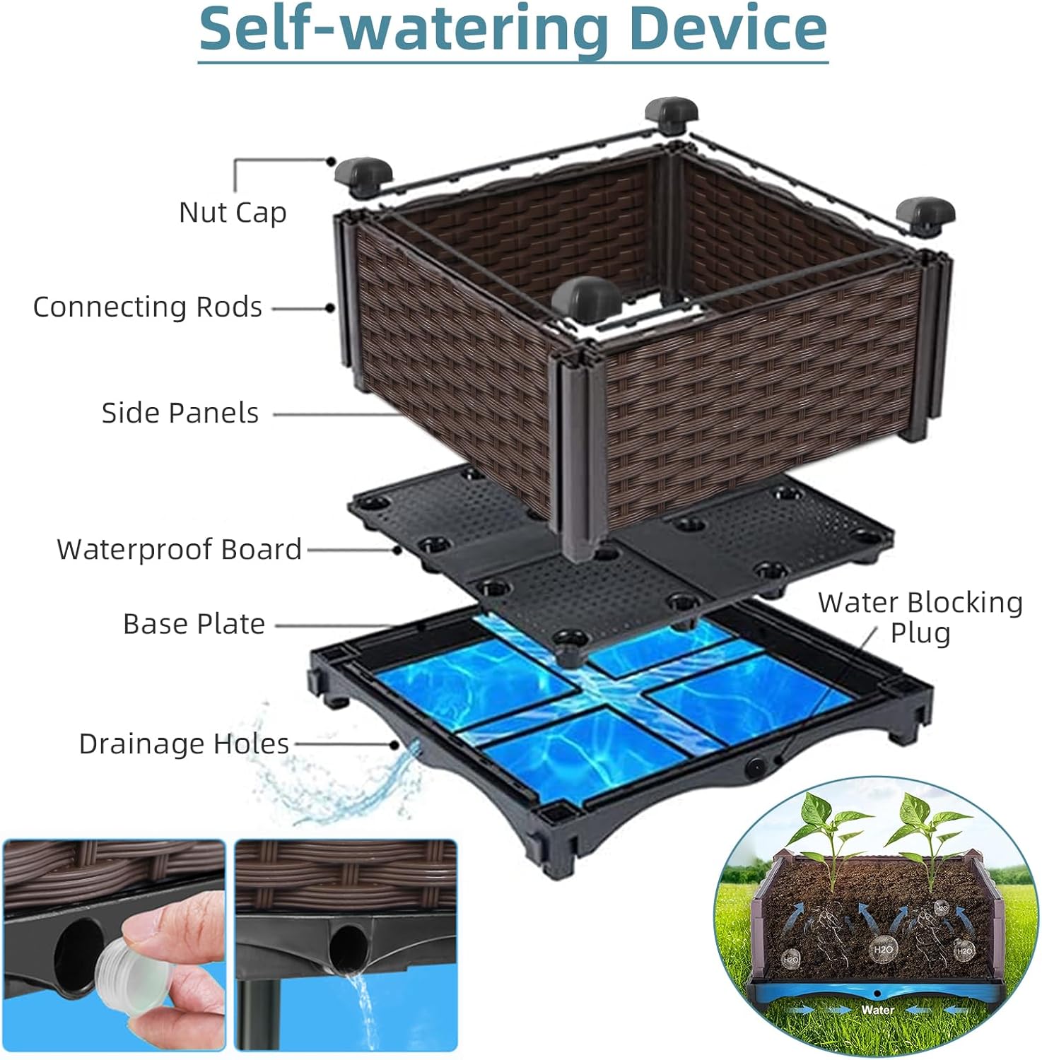 Уличный садовый плетеный кашпо – обзор и цена Self-Watering Planter